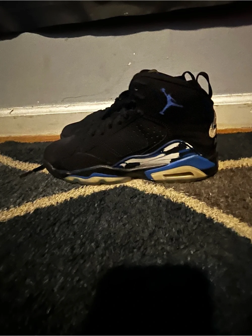 Jordan Black and Blue High-Top Basketball Shoes